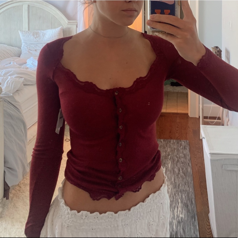 Free people long sleeve lace shirt